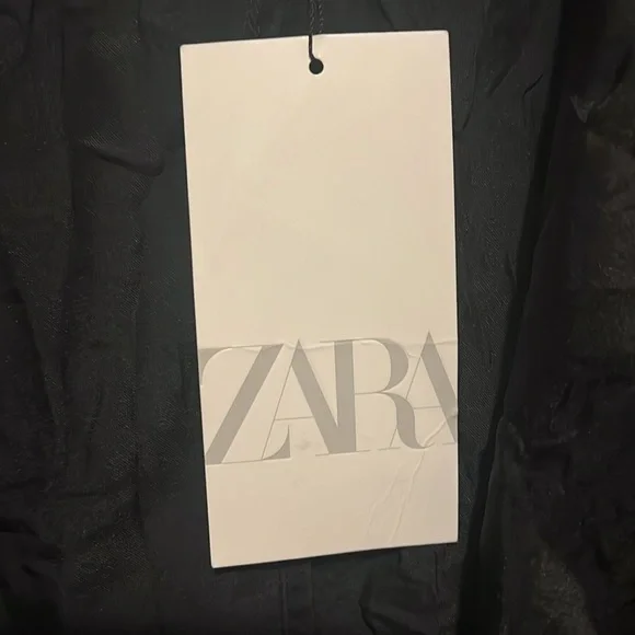 Zara NWT Medium Large Crinkle Kimono Mini Robe Sleepwear Wrap Pajama Black - Picture 10 of 11
